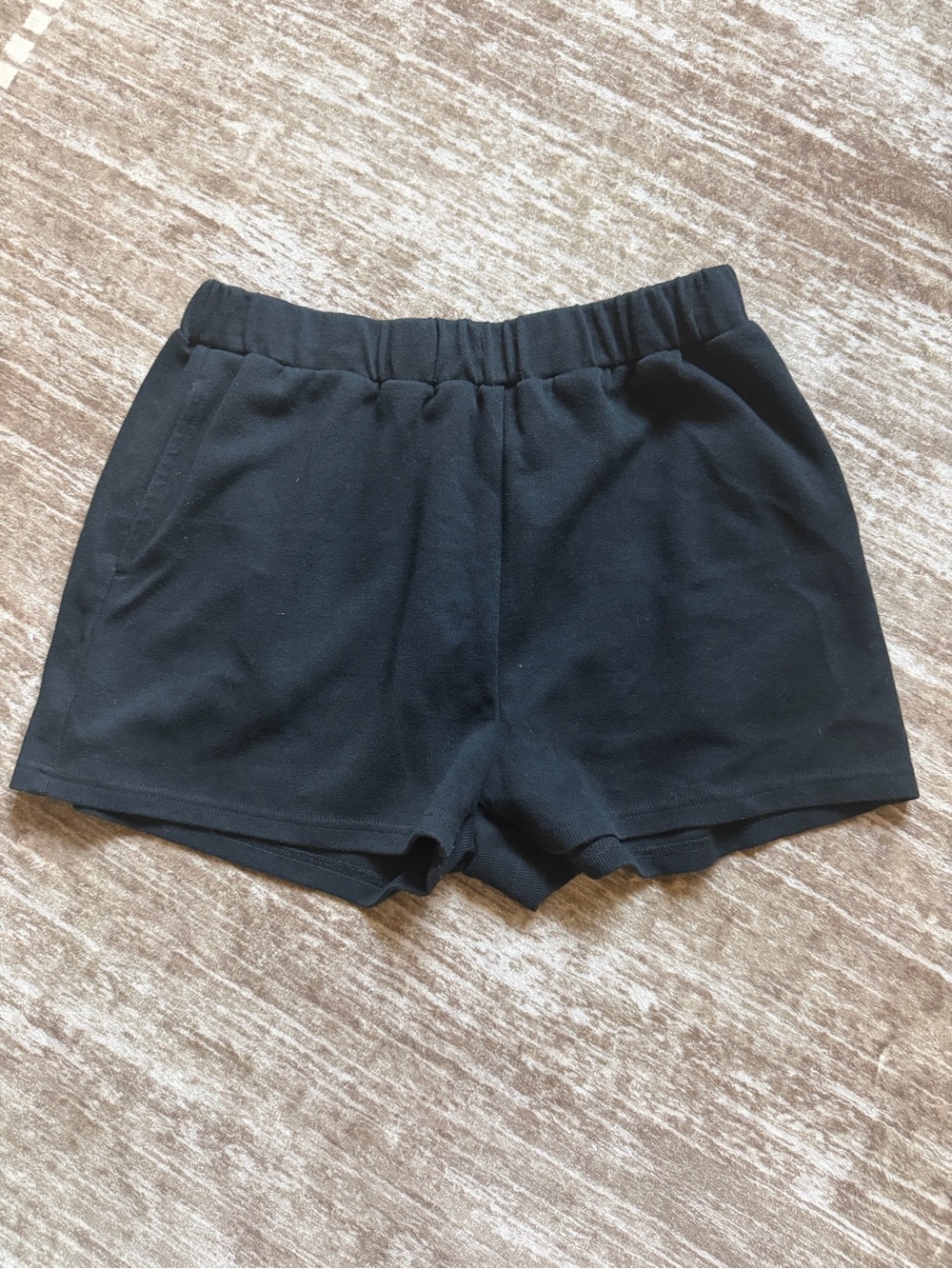 Women's Black Elastic-Waist Casual Shorts